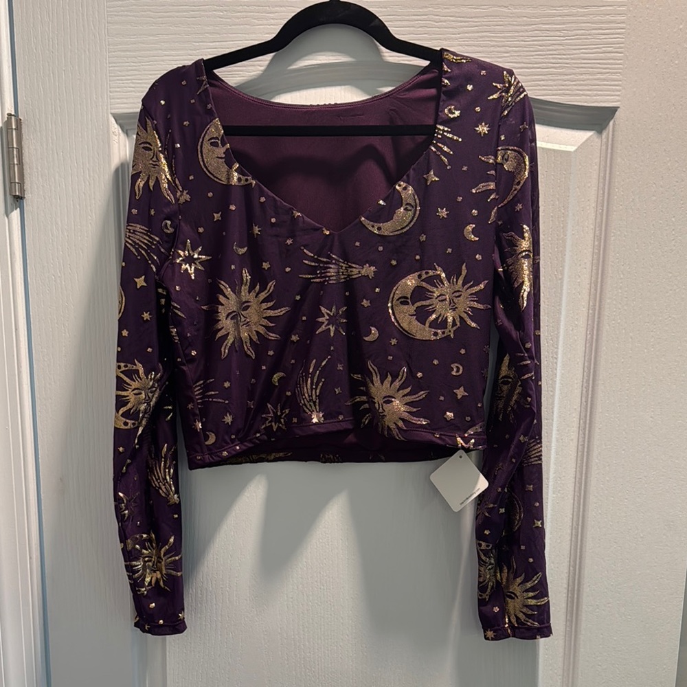 Blackmilk Purple and Gold Foil Celestial Top